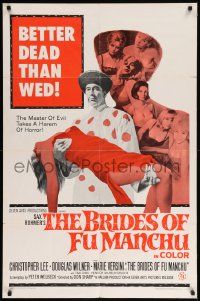 7z158 BRIDES OF FU MANCHU 1sh '66 Asian villain Christopher Lee, Better dead than wed!