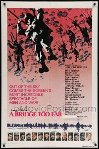 7z160 BRIDGE TOO FAR style B 1sh '77 Michael Caine, Connery, cool art of hundreds of paratroopers!