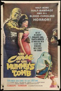 7z242 CURSE OF THE MUMMY'S TOMB 1sh '64 half-bone, half-bandage, all blood-curdling horror, cool art