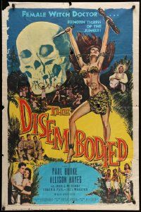 7z274 DISEMBODIED 1sh '57 artwork of super sexy female voodoo witch doctor Allison Hayes!