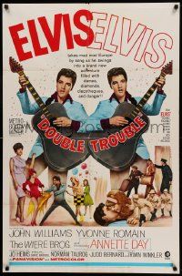 7z281 DOUBLE TROUBLE 1sh '67 cool mirror image of rockin' Elvis Presley playing guitar!