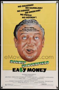 7z287 EASY MONEY 1sh '83 wacky headshot artwork of screwball Rodney Dangerfield!