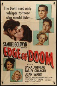 7z289 EDGE OF DOOM style A 1sh '50 priest Dana Andrews tries to help young murderer Farley Granger!