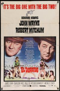 7z293 EL DORADO 1sh '66 John Wayne, Robert Mitchum, Howard Hawks, big one with the big two!