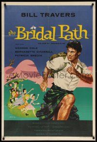 7z155 BRIDAL PATH English 1sh '59 Amstutz artwork of Scottish Bill Travers chased by many women!