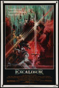 7z304 EXCALIBUR 1sh '81 John Boorman, cool medieval fantasy sword artwork by Bob Peak!