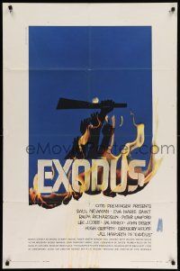 7z306 EXODUS 1sh '61 Otto Preminger, great artwork of arms reaching for rifle by Saul Bass!