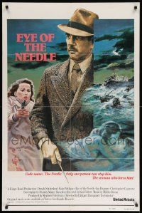 7z308 EYE OF THE NEEDLE int'l 1sh '81 Donald Sutherland, Graves art, Ken Follett novel!