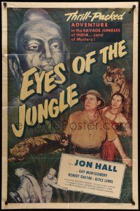 7z310 EYES OF THE JUNGLE 1sh '53 Jon Hall & Alyce Lewis in the savage jungles of India!