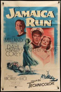 7z459 JAMAICA RUN 1sh '53 Ray Milland, sexy Arlene Dahl & Wendell Corey in the Caribbean!