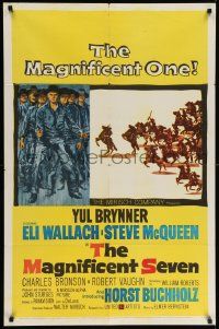 7z544 MAGNIFICENT SEVEN 1sh '60 Yul Brynner, Steve McQueen, 7 Samurai cowboy remake!