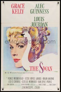 7z853 SWAN 1sh '56 wonderful close up artwork of beautiful Grace Kelly by Monet!