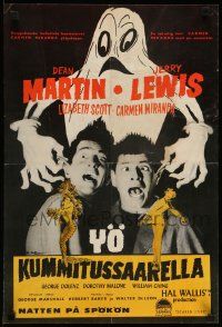 8b355 SCARED STIFF Finnish '53 wacky terrified Dean Martin & Jerry Lewis, different art!