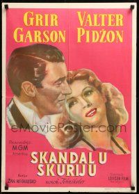 8b814 SCANDAL AT SCOURIE Yugoslavian 20x28 '53 art of smiling Greer Garson & Walter Pidgeon!