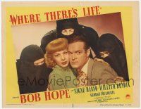 8f981 WHERE THERE'S LIFE LC #4 '47 Bob Hope & Signe Hasso surrounded by three masked men!