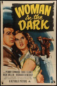 8g970 WOMAN IN THE DARK 1sh '51 Penny Edwards, Ross Elliot, Rick Vallin!