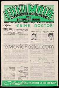 8h462 CRIME DOCTOR English pressbook '43 detective Warner Baxter, Margaret Lindsay!