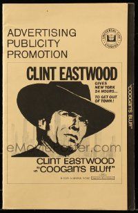 8h458 COOGAN'S BLUFF pressbook '68 Clint Eastwood in New York City, directed by Don Siegel!