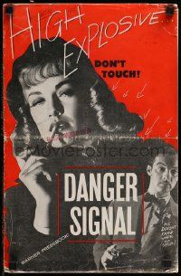 8h467 DANGER SIGNAL pressbook '45 c/u of Faye Emerson with dangling cigarette & Zachary Scott!