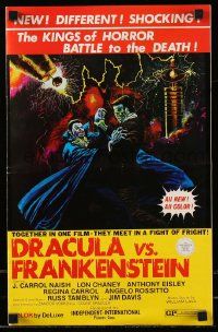 8h481 DRACULA VS. FRANKENSTEIN pressbook '71 art of the kings of horror battling to the death!