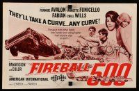 8h489 FIREBALL 500 pressbook '66 Frankie Avalon & sexy Annette Funicello, cool stock car racing!