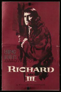 8h750 RICHARD III pressbook '56 Laurence Olivier as the director and in the title role!