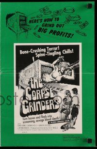 8h459 CORPSE GRINDERS pressbook '71 Ted V. Mikels, most gruesome bone-crushing horror artwork!