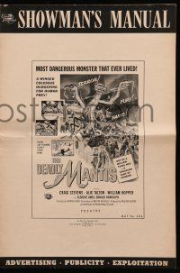 8h468 DEADLY MANTIS pressbook '57 Universal horror, classic art of giant rampaging insect!