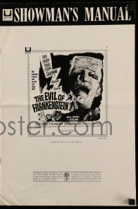 8h484 EVIL OF FRANKENSTEIN pressbook '64 Peter Cushing, Hammer, he's back and no one can stop him!