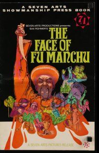 8h487 FACE OF FU MANCHU pressbook '65 art of Asian villain Christopher Lee by Mitchell Hooks!