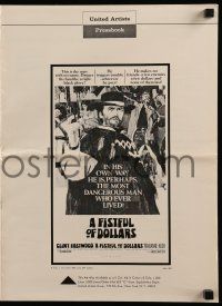 8h491 FISTFUL OF DOLLARS pressbook '67 introducing the man with no name, Clint Eastwood, cool art!