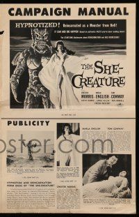 8h776 SHE-CREATURE pressbook '56 Kallis art of Marla English reincarnated as a monster from Hell!