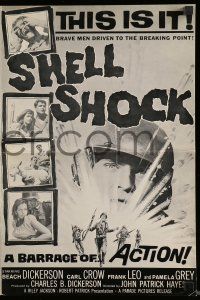 8h777 SHELL SHOCK pressbook '64 Beach Dickerson, cool World War II battle artwork!