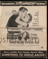 8h786 SOMETHING TO LIVE FOR pressbook '52 great images of Joan Fontaine, Ray Milland, Wright!