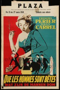 8m184 QUE LES HOMMES SONT BETES Belgian '58 art of sexy Dany Carrel & safecrackers!