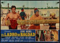 8p263 THIEF OF BAGHDAD Italian 20x27 pbusta '61 daring Steve Reeves does fantastic deeds!