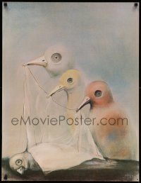 8p341 STASYS Polish 26x33 '86 Stasys Eidrigevicius art of birds burying the dead!