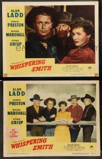 8w991 WHISPERING SMITH 2 LCs '49 Brenda Marshall, Alan Ladd & Robert Preston, top cast!