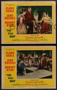 8w704 TALL MEN 4 LCs '55 Robert Ryan & his henchman hold Clark Gable at gunpoint!