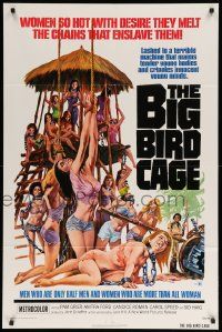 8y085 BIG BIRD CAGE 1sh '72 Pam Grier, Roger Corman, classic chained women art by Joe Smith!