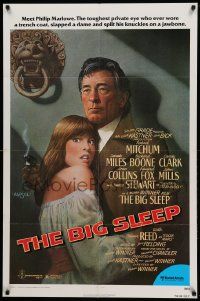 8y091 BIG SLEEP 1sh '78 art of Robert Mitchum & sexy Candy Clark by Richard Amsel!