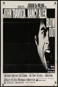 8y103 BLOW OUT 1sh '81 John Travolta, Brian De Palma, murder has a sound all of its own!