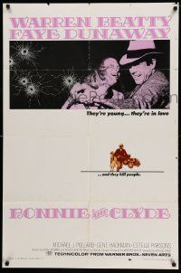 8y110 BONNIE & CLYDE 1sh '67 notorious crime duo Warren Beatty & Faye Dunaway young & in love!