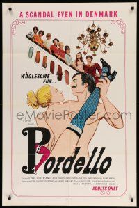 8y111 BORDELLO 1sh '72 scandalous Danish sexploitation, sexy art, wholesome fun!