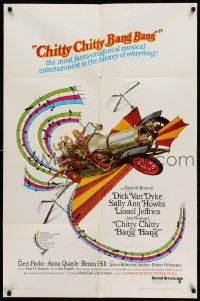 8y149 CHITTY CHITTY BANG BANG 1sh '69 Dick Van Dyke, Sally Ann Howes, artwork of wild flying car!