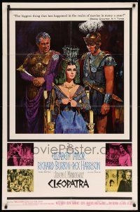 8y155 CLEOPATRA 1sh '63 Elizabeth Taylor, Burton, Harrison, Howard Terpning art!