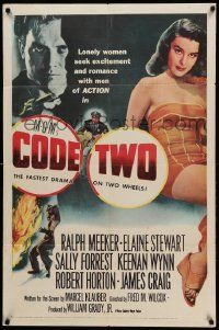 8y157 CODE TWO 1sh '53 sexy lonely Elaine Stewart seeks romance with Ralph Meeker!