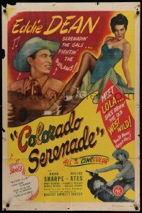 8y161 COLORADO SERENADE 1sh '46 singing cowboy Eddie Dean & sexy Abigail Adams!