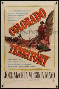 8y162 COLORADO TERRITORY 1sh '49 Virginia Mayo, Joel McCrea is a man with a price on his head!