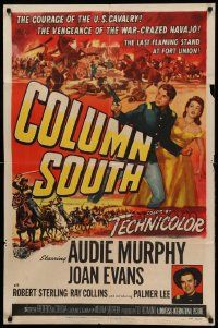 8y163 COLUMN SOUTH 1sh '53 cavalry man Audie Murphy against war-crazed Navajo!